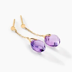 Histoire d'Or Boucles D'oreilles Pendantes Ludmille Or Jaune Amethyste* Boucles D'Oreilles|Boucles D'Oreilles Pendantes