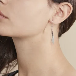 New Histoire d'Or Boucles D'oreilles Pendantes Alli Argent Blanc