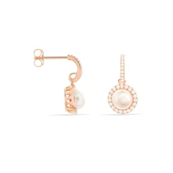 Hot Histoire d'Or Boucles D'oreilles Pendantes Olivia Argent Rose Perle Culture Oxyde