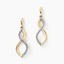 Hot Histoire d'Or Boucles D'oreilles Pendantes Taimi Or Jaune Diamant