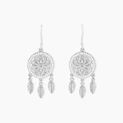 New Histoire d'Or Boucles D'oreilles Pendantes Nemetona Argent Blanc Oxyde