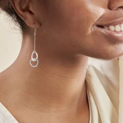 Hot Histoire d'Or Boucles D'oreilles Pendantes Joy Argent Blanc