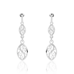 Online Histoire d'Or Boucles D'oreilles Pendantes Mahee Argent Blanc