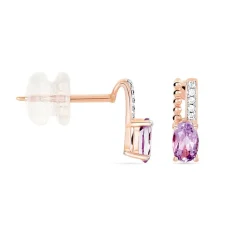Histoire d'Or Boucles D'oreilles Pendantes Frannie Or Rose Amethyste Et Oxyde* Boucles D'Oreilles|Boucles D'Oreilles Pendantes