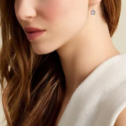 Hot Histoire d'Or Boucles D'oreilles Pendantes Fortunata Argent Blanc Oxyde De Zirconium