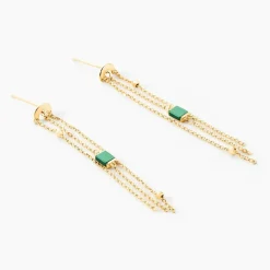 Histoire d'Or Boucles D'oreilles Pendantes Mirage Or Jaune Malachite* Boucles D'Oreilles|Boucles D'Oreilles Pendantes