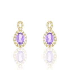 Outlet Histoire d'Or Boucles D'oreilles Pendantes Passion Or Jaune Amethyste Et Oxyde