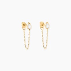 Discount Histoire d'Or Boucles D'Oreilles Pendantes Ondée Or Jaune Nacre