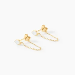 Discount Histoire d'Or Boucles D'Oreilles Pendantes Ondée Or Jaune Nacre