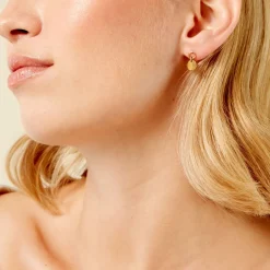 Outlet Histoire d'Or Boucles D'Oreilles Pendantes Finesse Acier Jaune