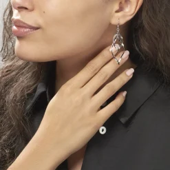 Hot Histoire d'Or Boucles D'oreilles Pendantes Lisi Argent Blanc