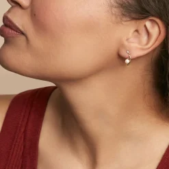 Histoire d'Or Boucles D'oreilles Pendantes Orientale Or Jaune Perle De Culture