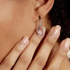 Best Histoire d'Or Boucles D'oreilles Pendantes Sila Argent Blanc