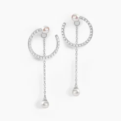Histoire d'Or Boucles D'oreilles Pendantes Lua Argent Blanc Oxyde Perle* Boucles D'Oreilles|Boucles D'Oreilles Pendantes