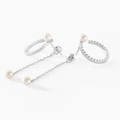 Histoire d'Or Boucles D'oreilles Pendantes Lua Argent Blanc Oxyde Perle* Boucles D'Oreilles|Boucles D'Oreilles Pendantes