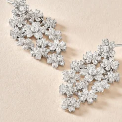 Histoire d'Or Boucles D'oreilles Pendantes Midnight Flower Argent Blanc Oxyde* Boucles D'Oreilles|Boucles D'Oreilles Pendantes