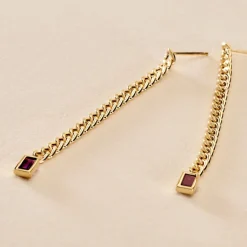 Best Histoire d'Or Boucles D'oreilles Pendantes Chain Or Jaune Améthyste or jaune améthyste violet