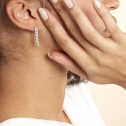 Online Histoire d'Or Boucles D'oreilles Pendantes Louann Argent Blanc Oxyde De Zirconium