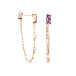 Clearance Histoire d'Or Boucles D'oreilles Pendantes Purple Mood Argent Rose Oxydes