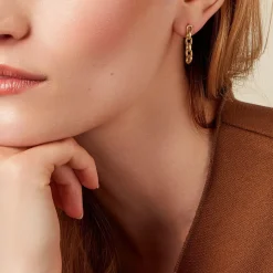 New Histoire d'Or Boucles D'oreilles Pendantes Lilla Plaqué Or Jaune