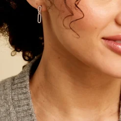 Sale Histoire d'Or Boucles D'oreilles Pendantes Trait D'union Argent Blanc Oxyde