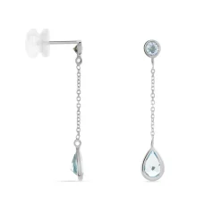 Discount Histoire d'Or Boucles D'oreilles Pendantes Brenda Or Blanc Topaze
