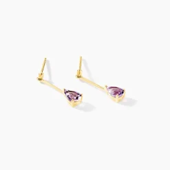 Clearance Histoire d'Or Boucles D'oreilles Pendantes Goutte Or Jaune Amethyste