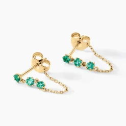 Clearance Histoire d'Or Boucles D'oreilles Pendantes Esmerald Rendez-vous Or Jaune Emeraude
