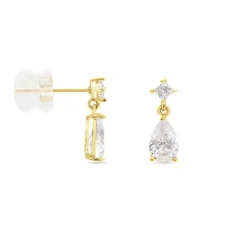 Best Histoire d'Or Boucles D'oreilles Pendantes Faas Or Jaune Oxyde De Zirconium