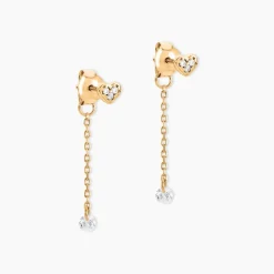 Outlet Histoire d'Or Boucles D'Oreilles Pendantes Isolia Plaqué Or Jaune Oxyde De Zirconium