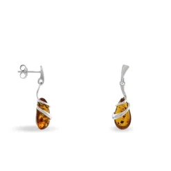 Best Histoire d'Or Boucles D'oreilles Pendantes Argent Blanc Melusine Ambre