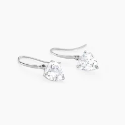 Sale Histoire d'Or Boucles D'oreilles Pendantes Bo Coeur Pm Or Blanc Oxyde De Zirconium