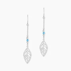 Clearance Histoire d'Or Boucles D'oreilles Pendantes Grethel Argent Blanc Turquoise