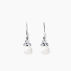 Histoire d'Or Boucles D'oreilles Pendantes Taissia Or Blanc Perle Culture Et Oxyde* Boucles D'Oreilles|Boucles D'Oreilles Pendantes