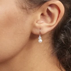 Histoire d'Or Boucles D'oreilles Pendantes Taissia Or Blanc Perle Culture Et Oxyde* Boucles D'Oreilles|Boucles D'Oreilles Pendantes