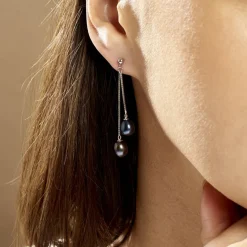 Discount Histoire d'Or Boucles D'oreilles Pendantes Axell Argent Blanc Perle De Culture