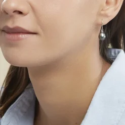 Histoire d'Or Boucles D'oreilles Pendantes Elitivae Or Blanc Perle De Tahiti* Boucles D'Oreilles|Boucles D'Oreilles Pendantes