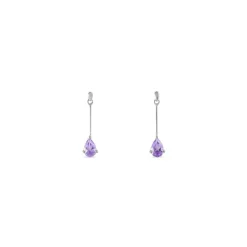 New Histoire d'Or Boucles D'oreilles Pendantes Goutte Or Blanc Amethyste or blanc amethyste violette