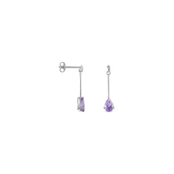New Histoire d'Or Boucles D'oreilles Pendantes Goutte Or Blanc Amethyste or blanc amethyste violette
