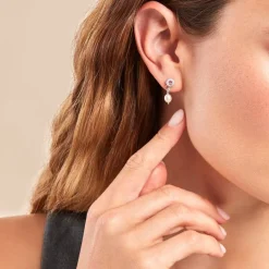 Discount Histoire d'Or Boucles D'oreilles Pendantes Gaetane Argent Blanc Perle Oxyde