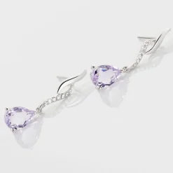 Clearance Histoire d'Or Boucles D'oreilles Pendantes Assaf Or Blanc Amethyste Et Oxyde or blanc amethyste violette