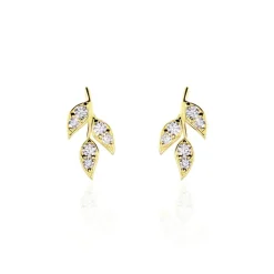 Histoire d'Or Boucles D'oreilles Pendantes Edia Feuille Or Jaune Oxyde De Zirconium* Boucles D'Oreilles|Boucles D'Oreilles Pendantes