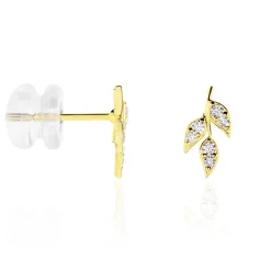 Histoire d'Or Boucles D'oreilles Pendantes Edia Feuille Or Jaune Oxyde De Zirconium* Boucles D'Oreilles|Boucles D'Oreilles Pendantes
