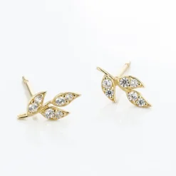 Histoire d'Or Boucles D'oreilles Pendantes Edia Feuille Or Jaune Oxyde De Zirconium* Boucles D'Oreilles|Boucles D'Oreilles Pendantes