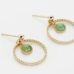 Histoire d'Or Boucles D'oreilles Pendantes Amalthea Plaqué Or Doré Aventurine Vert* Boucles D'Oreilles|Boucles D'Oreilles Fantaisie
