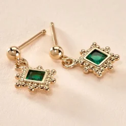 Histoire d'Or Boucles D'oreilles Pendantes Bobbie Plaqué Or Jaune Spinelle* Boucles D'Oreilles|Boucles D'Oreilles Fantaisie