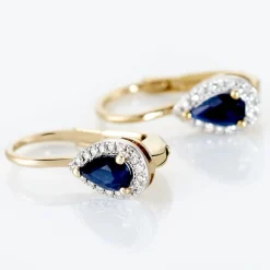 Discount Histoire d'Or Boucles D'oreilles Pendantes Doorsie Or Jaune Saphir Et Diamant