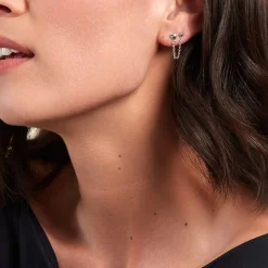 Best Histoire d'Or Boucles D'oreilles Pendantes Honor Argent Blanc