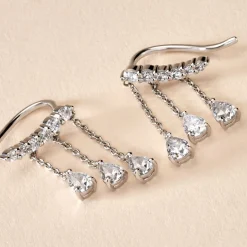 New Histoire d'Or Boucles D'oreilles Pendantes Rilla Argent Blanc Oxyde De Zirconium