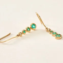 Clearance Histoire d'Or Boucles D'oreilles Pendantes Josephine Or Jaune Emeraude or jaune émeraude